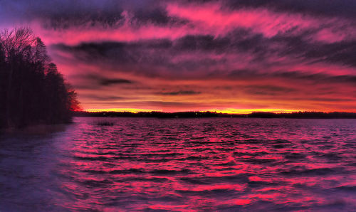 Scenic view of dramatic sky during sunset