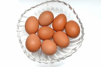 High angle view of eggs in container