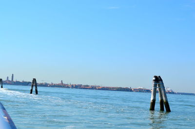 Scenic view of sea against clear sky