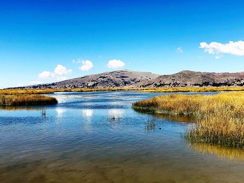 Scenic view of lake against sky