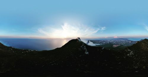 Scenic view of mountains against sky during sunset