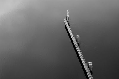 High angle view of pier on river 