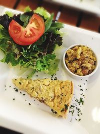 High angle view of meal served in plate