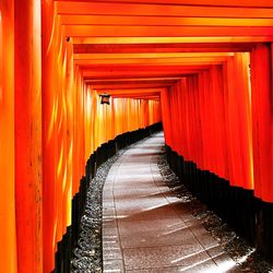 Empty narrow pathway in torii gate