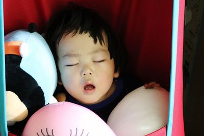 Close-up of boy sleeping