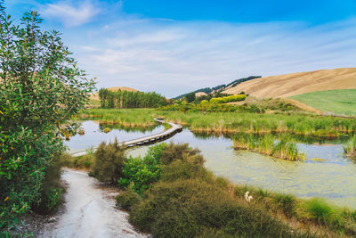 Scenic view of lake against sky