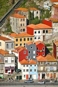 High angle view of houses in town - porto