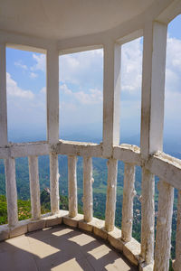 Scenic view of sea against sky seen through window