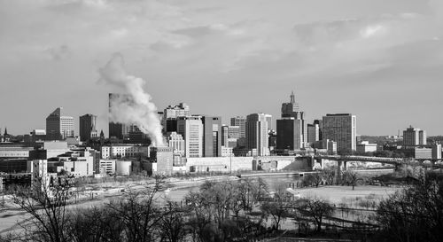 City skyline in winter