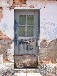 Closed door of old building