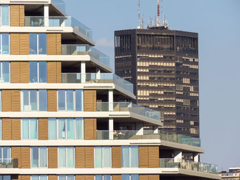 Low angle view of modern building against sky