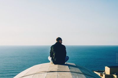 Scenic view of sea against clear sky