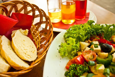 Close-up of vegetables in plate on table
