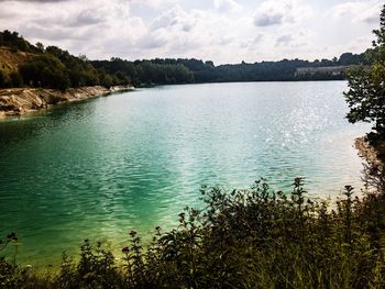 Scenic view of lake against sky