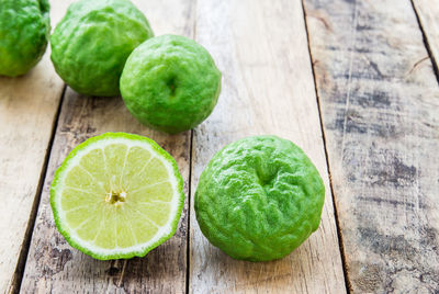 Close up bergamot on wooden table background