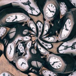 High angle view of clock on wall