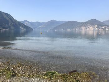 Scenic view of lake against clear sky