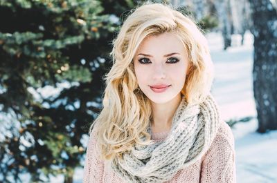 Portrait of young woman in winter