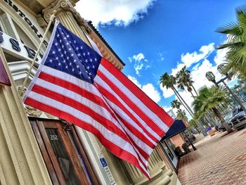 Low angle view of american flag