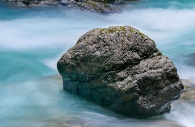 Close-up of rock formation in sea