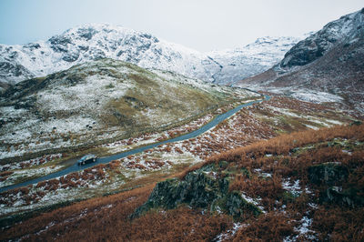 Scenic view of snowcapped mountains