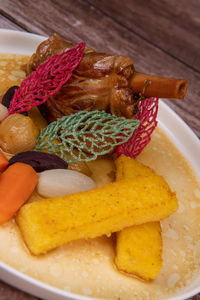 Close-up of food in plate on table