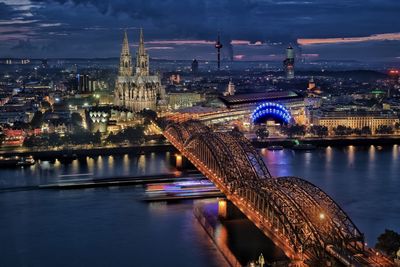 Köln skyline waterfront with dom and train station