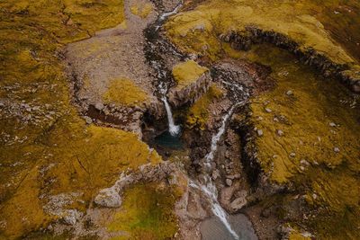 High angle view of waterfall