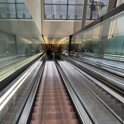 High angle view of escalator in building