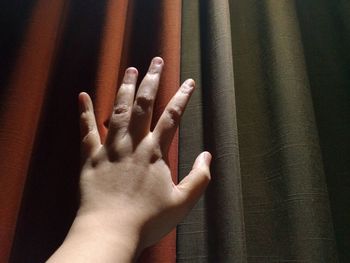 High angle view of hands
