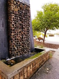 View of fountain against building