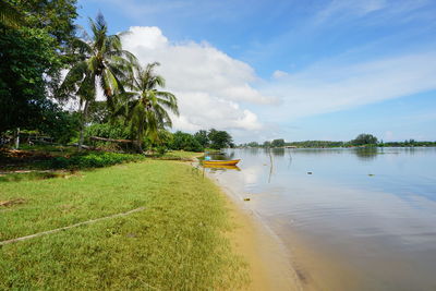 Scenic view of lake against sky