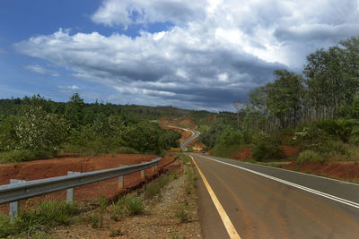 Road by trees against sky