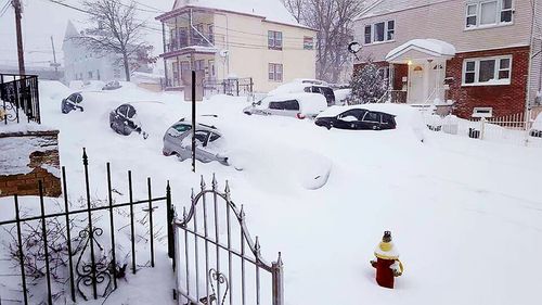 View of playground in winter