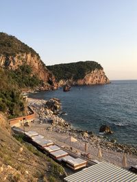 Scenic view of sea against clear sky