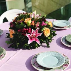 Flowers in vase on table