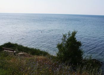 View of calm sea against clear sky