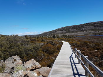 Scenic view of landscape against clear blue sky