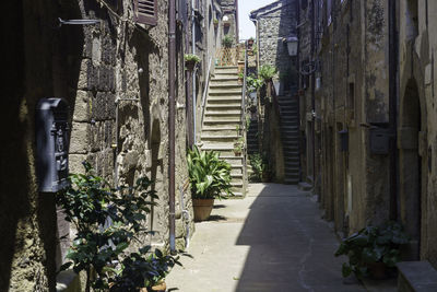 Footpath amidst buildings in city