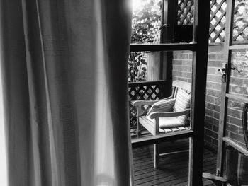 Close-up of empty chair at home