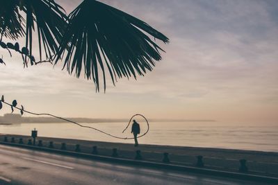Scenic view of sea against sky at sunset