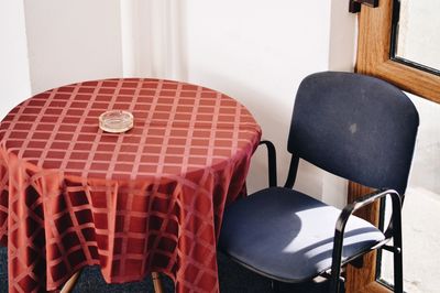 Empty chairs and table at home