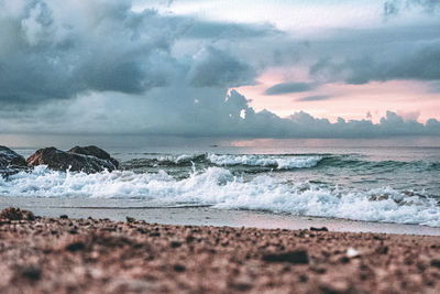 Scenic view of sea against sky during sunset