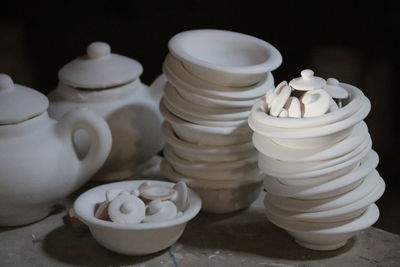 Close-up of ice cream in bowl on table