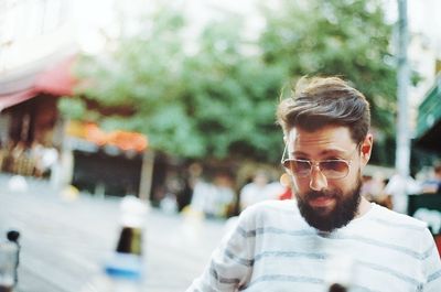 Man wearing sunglasses outdoors