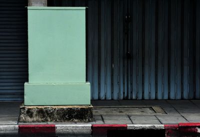 Closed door of building