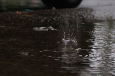 Close-up of water splashing in lake