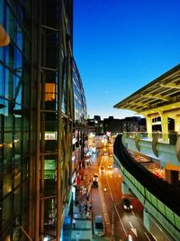 View of illuminated city street