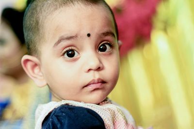 Close-up portrait of cute baby girl