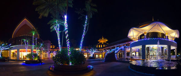 Illuminated building at night